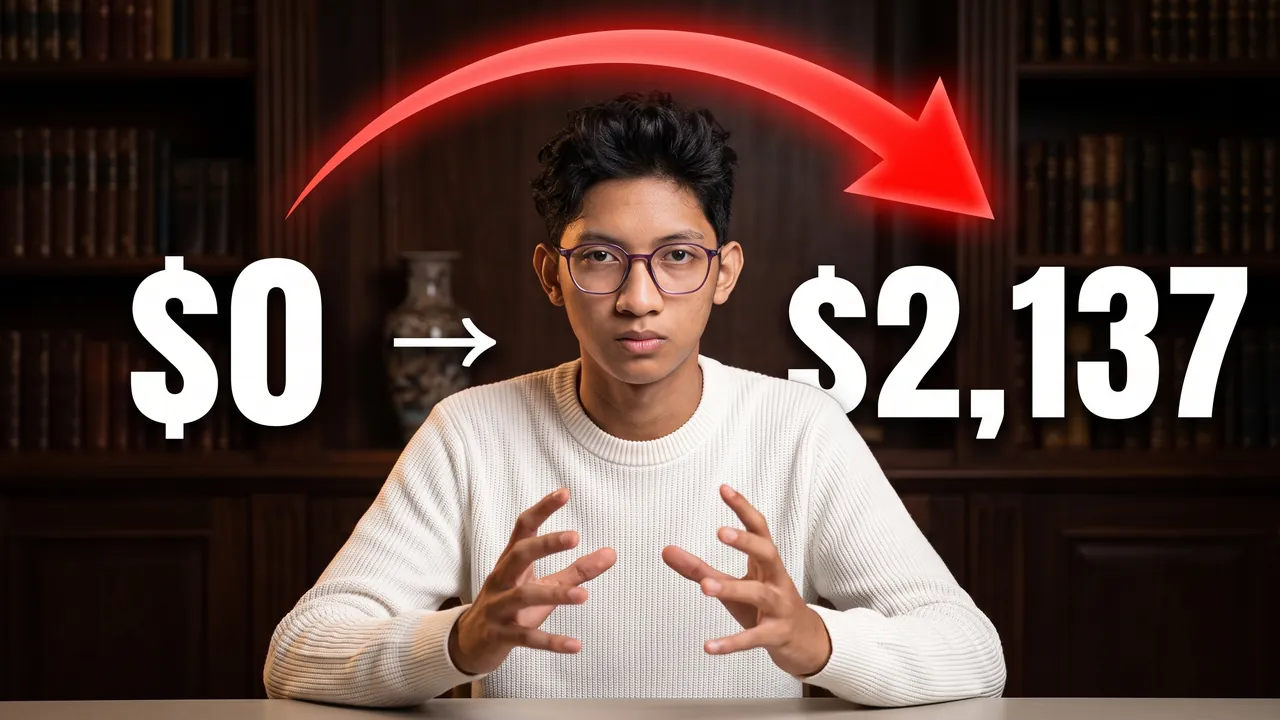 Miniature générée : la même mise en page avec le visage de l’utilisateur et « $0 → $2,137 »